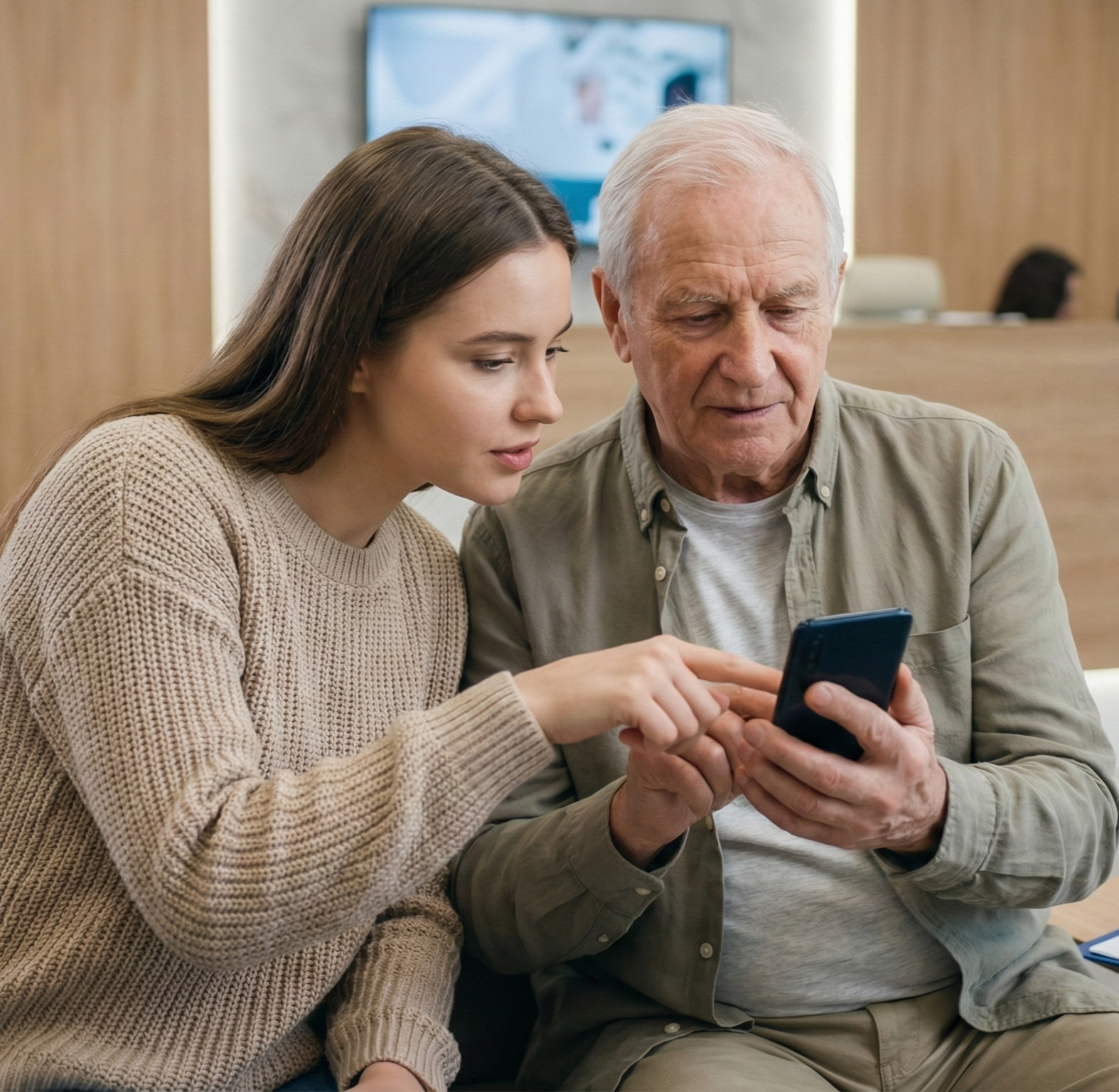 patient with his granddaughter